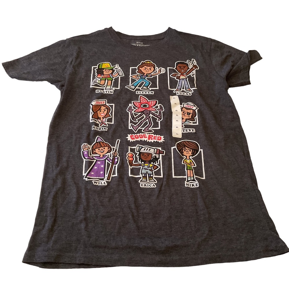 Netflix‎ Stranger Things Character Gray T-shirt Size XL Short Sleeve New